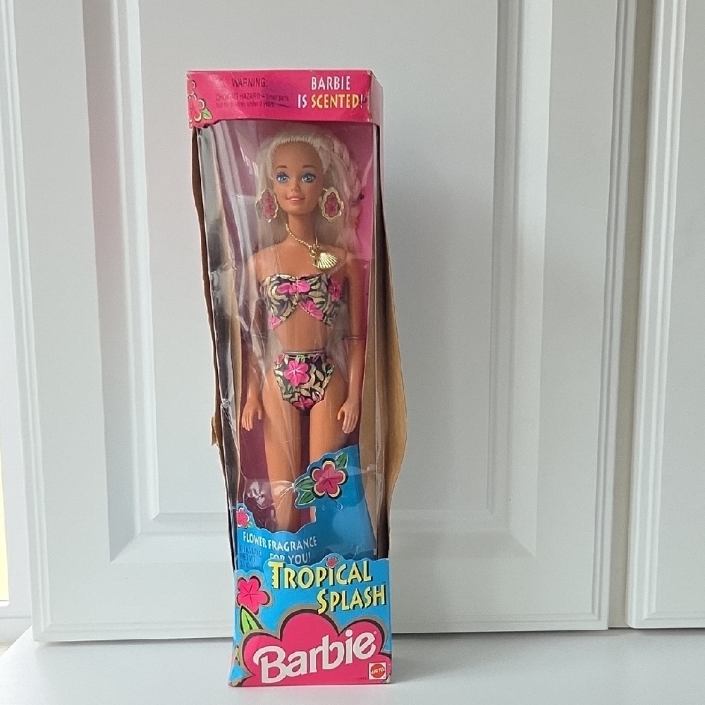 Barbie Tropical Splash Doll in Pink Floral Bikini with Gold Accessories